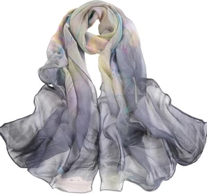 Gray Lightweight Scarves Elegant Floral Pattern Scarf Shawls Head Shawls STYLE 1 - Picture 1 of 1