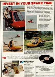 1974 Vintage Print Ad RotorWay Building Scorpion Helicopter Invest Spare Time - Picture 1 of 2