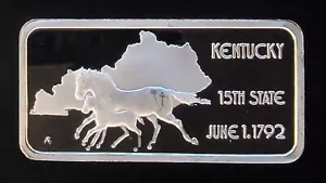 1975 Kentucky 15th State Vintage Hamilton Mint Bullion - 999 Silber 1 Oz Unze Kunstbarren - Bild 1 von 2