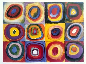 WASSILY KANDINSKY RARE VTG OFFSET LITHO PRINT POSTER "FARBSTUDIE QUADRALE" 1913 - Picture 1 of 6