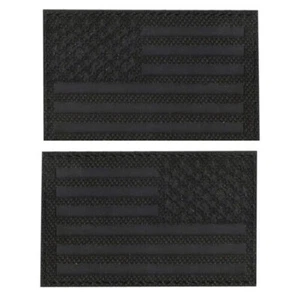 Reflective IR US AMERICAN FLAG REVERSE LEFT RIGHT SHOULDER HOOK 2 PATCHES DARK/J - Picture 1 of 3