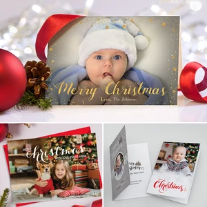 Personalised Christmas Cards Pack - Custom Photo Family Holiday Greetings - Picture 1 of 27