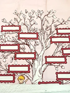 Children at Play Sarah Jane for Michael Miller Family Tree Fabric Panel Pink - Picture 1 of 9