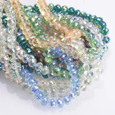 20pcs 7x10mm Shiny Rondelle 96 Facets Faceted Crystal Glass Loose Beads - Image 1 of 4