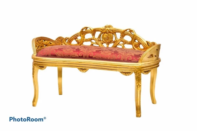 Banco Italiano Auténtico Estilo Veneciano Hecho en Italia Ovalado Rojo Tela Seda Foto 1 de 1