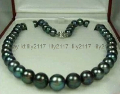 9-10 毫米正品天然大溪地黑色珍珠项链 18 — 第 1/3 张图片