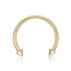 Horseshoe Barbell Lip Eyebrow Belly Nipple Ring in 14K Yellow Gold - 5/8 Inches - Picture 1 of 7