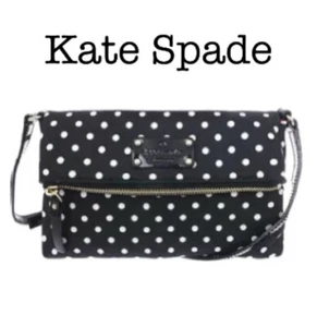 Kate Spade Aleah Black Polka Dots Nylon Crossbody Bag - Picture 1 of 14