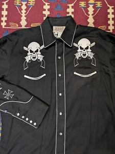 Rockmount Ranch Wear Skull / Biker Pearl Snap Shirt, Medium, Gunslinger, Western - Picture 1 of 5