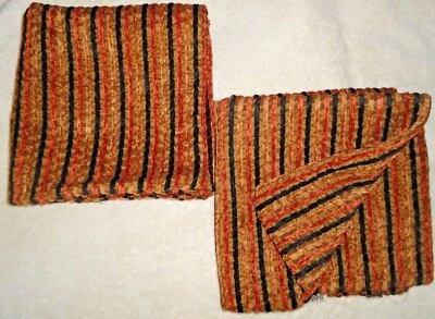 FUNDAS DE ALMOHADA CUADRADAS MUELLE 1 NEGRO NARANJA QUEMADO ÁMBAR CHENILLA RAYAS (2) 18 X 18 Foto 1 de 4