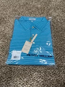 NEW Peter Millar Summer Comfort Polo Jablu Stripe Choose Size w/ TaylorMade Logo - Picture 1 of 4