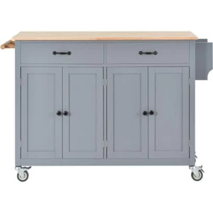 Kitchen Island Cart with Solid Wood Top and Locking Wheels, 54.3 Inch Width - Picture 1 of 12