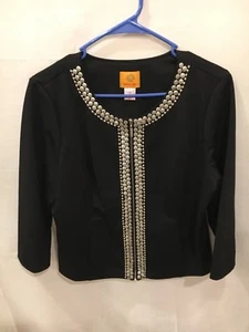 Ruby Road Black Jacket Silver Embellishments/Beading Women's Sz 12 - Picture 1 of 3