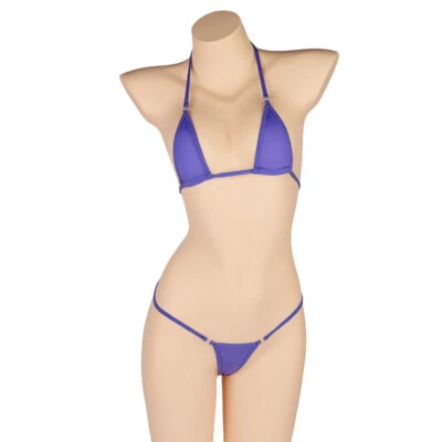Conjunto de micro bikinis de seda sexy extremo para mujer, mini tanga traje de baño Foto 1 de 4