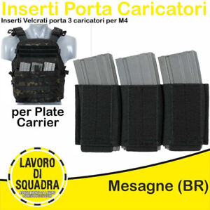 Inserti Velcrati Porta Caricatore Triplo 5.56 per Plate Carrier Nero Black 8fiel