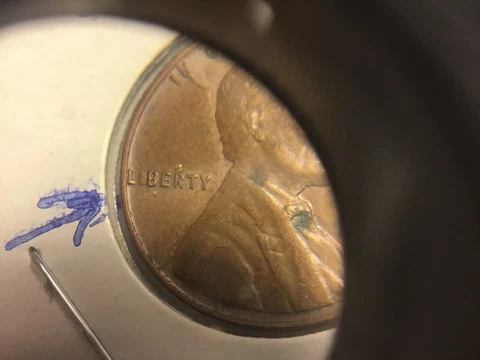 1958  D Wheat penny Error -i- over stamped, spead out Cover
