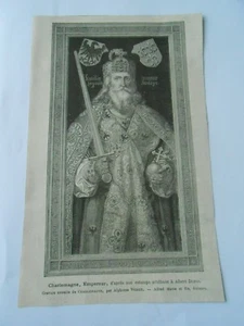 Gravure 1876 - Charlemagne empereur d'après une estampe - Imagen 1 de 1