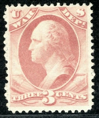 USA Official Stamp Scott.O85 3c Rose *WAR DEPT* (1873) Mint MNG Cat $90 GREEN85 - Image 1 of 4