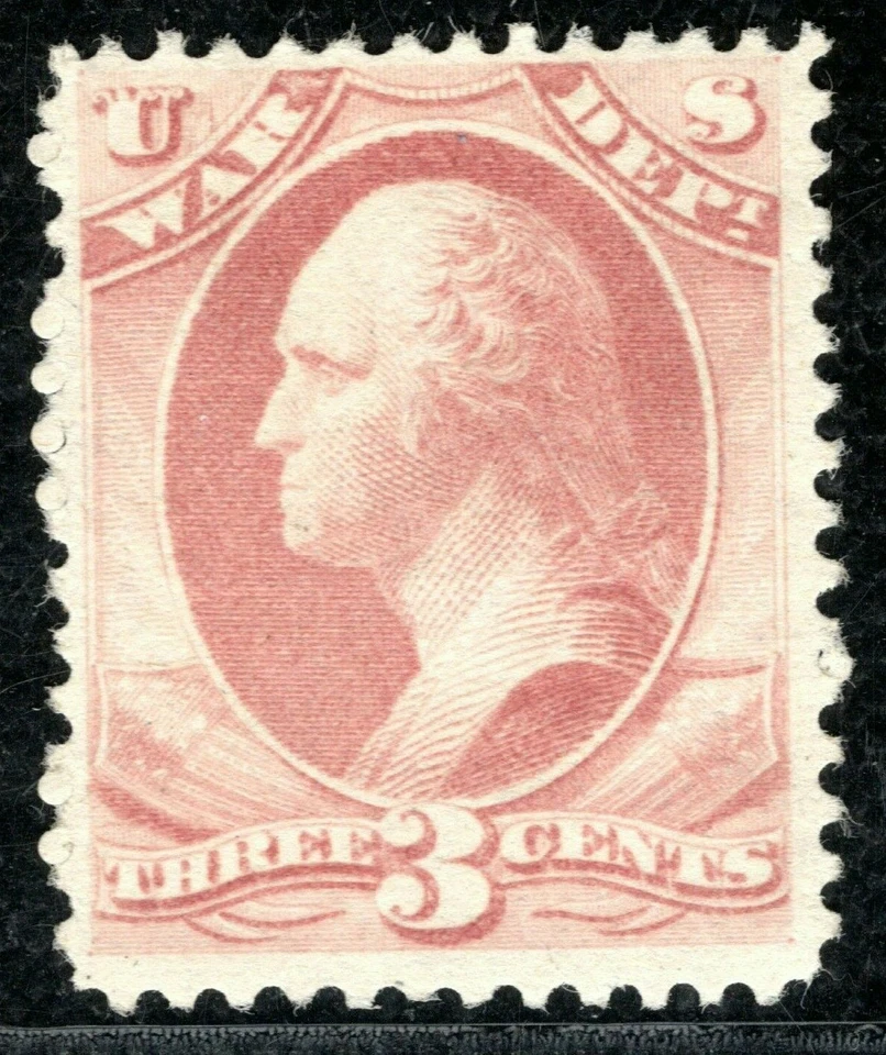 USA Official Stamp Scott.O85 3c Rose *WAR DEPT* (1873) Mint MNG Cat $90 GREEN85 - Image 1 of 4