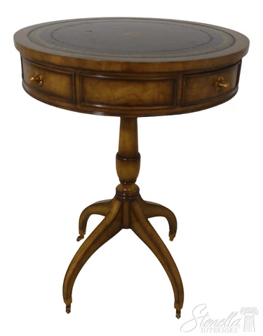LF55562EC: MAITLAND SMITH Round Leather Top 2 Drawer Drum Table Cover