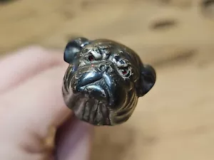 Spilla Cappello Argento Sterling 925 Bulldog Vetro Occhi Rossi S689 - Foto 1 di 6