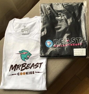 Mr. Juego de 2 camisetas gráficas Beast Feastable NUEVAS talla XXL 2XL blanco y negro Foto 1 de 4