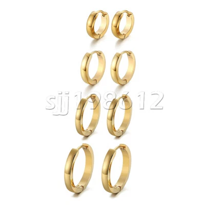 4 pares de aretes de aro pequeños de acero inoxidable para mujer y hombre Huggie piercing cartílago Foto 1 de 4