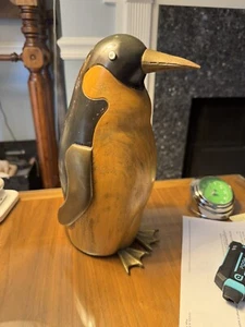 Brass and Wood Penguin Sculpture Frederick Cooper. MCM Art Figurine Bird Vtg 11" - Picture 1 of 11