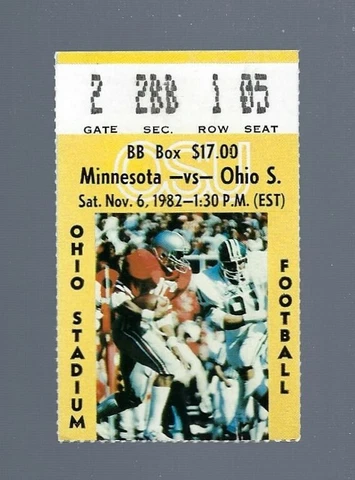 VINTAGE 1982 MINNESOTA GOLPERS @ OHIO STATE BUCKEYES FOOTBALL TICKET STUB Cover