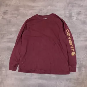 Carhartt Loose Fit Baggy Burgundy Long Sleeve T-Shirt - Picture 1 of 11