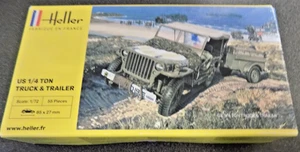US 1/4 TON TRUCK & TRAILER / WILLYS JEEP 1:72 SCALE BY HELLER - Picture 1 of 1