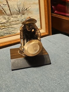 VINTAGE RARE JEEP WILLYS GOLD MINER HOOD ORNAMENT SOLID BRASS Could Use As Ppwgt - Picture 1 of 24