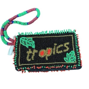 NWOT Free People Daydreamer "Tropics" Beaded Zipped Wallet Clutch Wristlet - Picture 1 of 7
