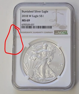 2018(W) BURNISHED SILVER EAGLE NGC MS69 CHIP IN CASE SEE PICTURE SKU 6792529-027 - Image 1 of 3