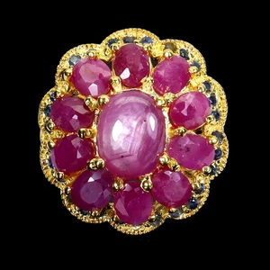 925 Sterling Silver Ring Oval Ruby 9x7mm Sapphire Natural Gemstone Jewelry Size  - Picture 1 of 14