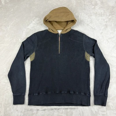 Carbon2Cobalt 连帽衫男式中号罗纹 1/4 拉链套衫滑板重型毛衣 — 第 1/4 张图片