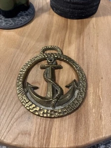 Brass Horse Medallion Vintage English Anchor Navy Nautical Show Parade Harness - Picture 1 of 3