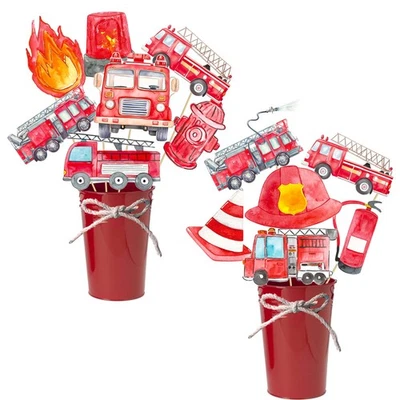 Centros de mesa de fiesta para camión de bomberos 22 piezas bastones centros de mesa de cumpleaños para... Foto 1 de 4