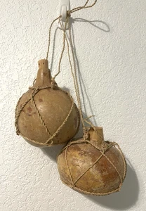 Zwei 6" handgereinigte/getrocknete Kürbis Melone hängende Kürbisse für Wohndeko Kunsthandwerk - Bild 1 von 14