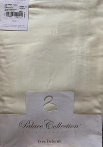 Yves Delorme PALMBAY IVOIRE SATIN DOUBLE FITTED SHEET PALACE COLLECTION LUXURY - Picture 1 of 3
