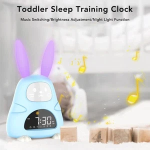 Cartoon Alarm Clock Cute Bunny Digital Clock Night Light Kids Sleep Training - Picture 1 of 12