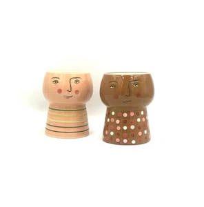 Set Of 2 New Opalhouse Stoneware 4” Face Vase Planters - Picture 1 of 6