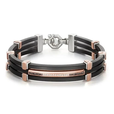 BARAKA Men's BR214411ROBN210020 Vortex Collection Gold Silver Diamonds Bracelet - Image 1 of 2