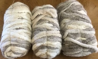 100% Alpaca Rug Yarn Lot Of 3 Skeins So Soft In Grays, Beige, Ivory. 75 Yards Ea - Изображение 1 из 4
