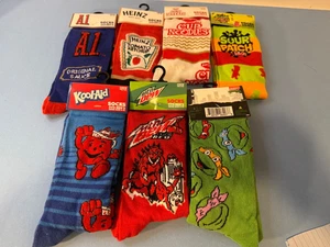 Lotto 7 paia calze unisex novità cibo caramelle taglia 6-12 uomo donna - Foto 1 di 10