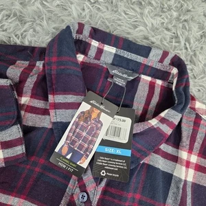 Eddie Bauer 256736 Damen XL Pflaume Nacht kariert Langarm Knopfleiste Flanell - Bild 1 von 6
