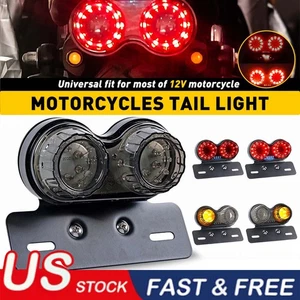 Motorcycle LED Dual Rear Tail Light Turn Signal Brake License Plate Universal - Bild 1 von 10