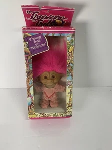 Vintage TREASURE TROLL WITH WISH STONE Gem Red/pink Hair Doll ACE NOVELTY In Box - Picture 1 of 5