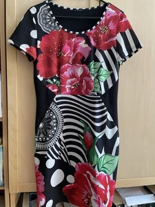 Elegantes 101 Idees Etuikleid weiß-pink-grün-schwarz Glitzer Gr. 38/M - Bild 1 von 6