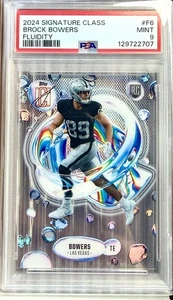 2024 Signature Class Brock Bowers Fluidity RC F6 PSA 9 Raiders The Dark Side - Picture 1 of 2